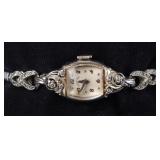 VINTAGE 14K WHITE GOLD DIAMOND LADY ELGIN WATCH