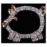 STERLING DIAMOND PIG PENDANT W/ROSE GOLD