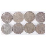 ASSORTED 90% SILVER LIBERTY PEACE DOLLARS - (8)