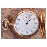 14K ANTIQUE ELGIN POCKET WATCH FUNCTIONAL