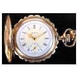 14K YELLOW GOLD ORNATE ENGRAVED ELGIN POCKETWATCH