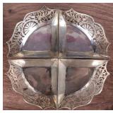 INDIAN GALLERIED SILVER FAN SWEET MEAT TRAY SET