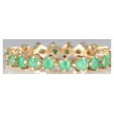 14K YELLOW GOLD LADIES RING W/ 19 EMERALD GEMS
