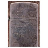 VINTAGE STERLING SILVER ETCHED JAPANESE LIGHTER