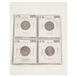 1939 to 1942 US Nickels