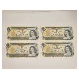 1973 Consecutive $1 Canada Banknotes