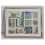 Asia 9 Banknotes in Frame