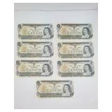 1973 Crisp $1 Canada Banknotes