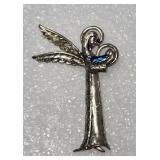 Angel Blue Baby Brooch Silver Tone