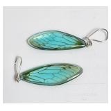 Blue/Green Butterfly Wings Sterling Silver Ear St
