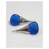 Red Resin Water Drop Earring Set Sterling Silver