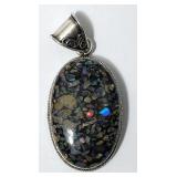 Opal on Sterling Silver Pendant VTG