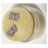Violet Butterfly Post Earrings Sterling Silver VTG