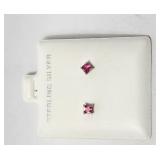 Pink October Post Ear Rings Sterling Silver VTG