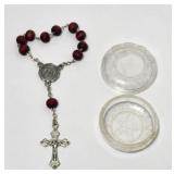 Rosary Crucifix 10 Wood Beads in Case