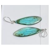 Blue/Green Butterfly Wings Sterling Silver Ear St