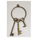 Large VTG Brass Keys & Keychain Skeleton