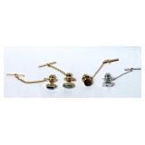 Tie Pins Clips with Rhinestones Vintage Lot of 4