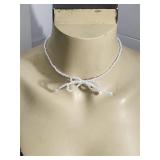 White Beads Bow Necklace