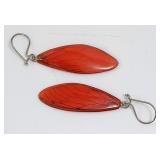 Red Butterfly Wings Sterling Silver Ear Rings Set