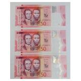 2022 Jamaica 3x$50 Polymer UNC