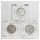 1997 1998 1999 25c Canada Specimen