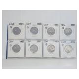 25 Cents UNC 1987 to 2006 Canada