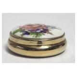 Flower Pattern Trinquet Pill Brass Box VTG