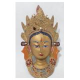 Goddess Tara Wall Hanging Mask in Brass