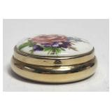 Flower Pattern Trinquet Pill Brass Box VTG