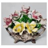 Large Porcelain Roses Centerpiece CAPODIMONTE Ital