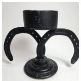 Horseshoe Candle Holder Cast Iron Heavy H:7.5'