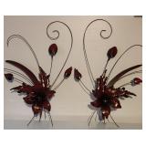 Metal Flower Wall Art Decor (2x) Lot H: 27'