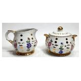Miniature Cream&Sugar Bowl wLid GoldTrim Ellgreave