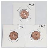 1978 1979 1981 RED UNC Prooflike Cents Canada