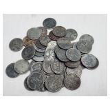 1943 US War Time Steel Pennies Roll of 50
