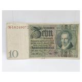 1929 Germany 10 Marks Banknote