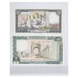 Lebanon Liban 50 & 250 Livres Crisp UNC Banknotes