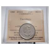 2014 25 Cents ICCS MS65 High Grade