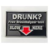 Belt Buckle-Drunk? Free Breathalyzer Test Blow Her
