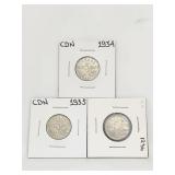 1934 1935 1936 5 Cents Canada