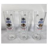 German Skinny Glass Beer Mug Allgauer Brauhaus 3x
