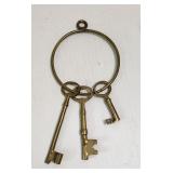 Large VTG Brass Keys & Keychain Skeleton