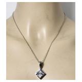 Titanium Crystal Rhinestone Pendant Necklace by A