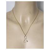 Rhinestone Leaf Charm & Necklace VTG