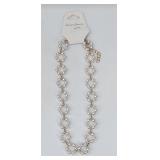 Faux Pearl with Gold Beads Necklace