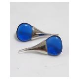 Red Resin Water Drop Earring Set Sterling Silver