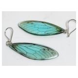 Blue/Green Butterfly Wings Sterling Silver Ear St
