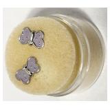 Violet Butterfly Post Earrings Sterling Silver VTG