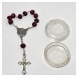 Rosary Crucifix 10 Wood Beads in Case